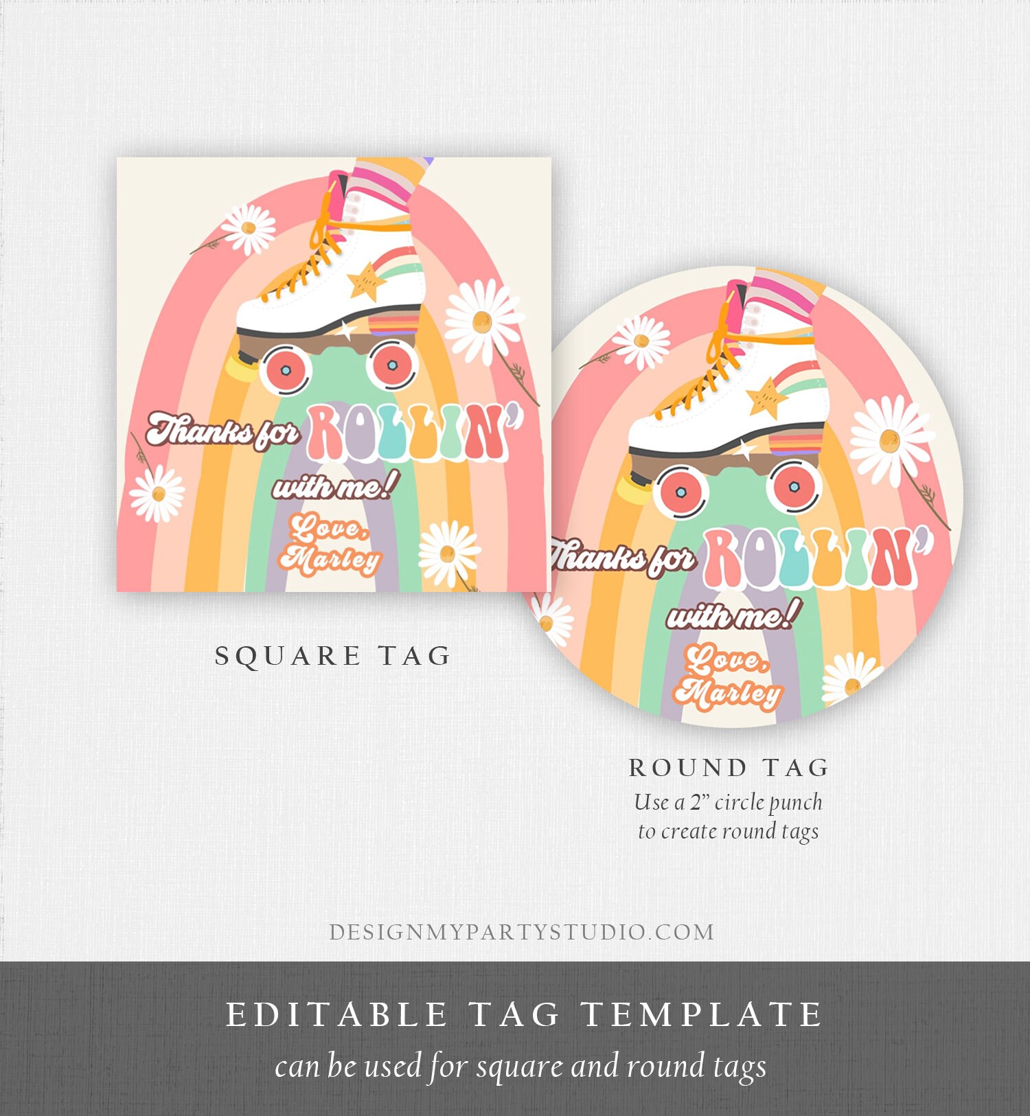 Editable Roller Skating Favor Tag Roller Skate Birthday Thank - Etsy