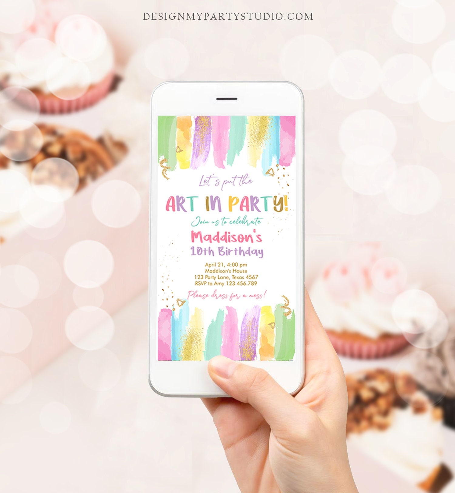 Editable Art Party Invitation Art Birthday Evite Painting Etsy UK