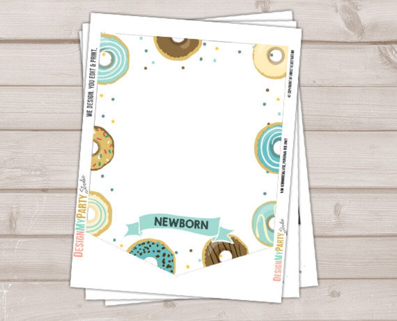 Donut First birthday banner Monthly Photo Banner Donut Banner Donut Birthday Donut party decor Doughnut Boy birthday PRINTABLE Digital 0050