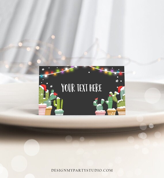 Editable Fiesta Cactus Christmas Party Food Labels Fiesta Party Place Card Tent Card Escort Card Mexican Confetti Decor Corjl Template 0273 Il_570xn