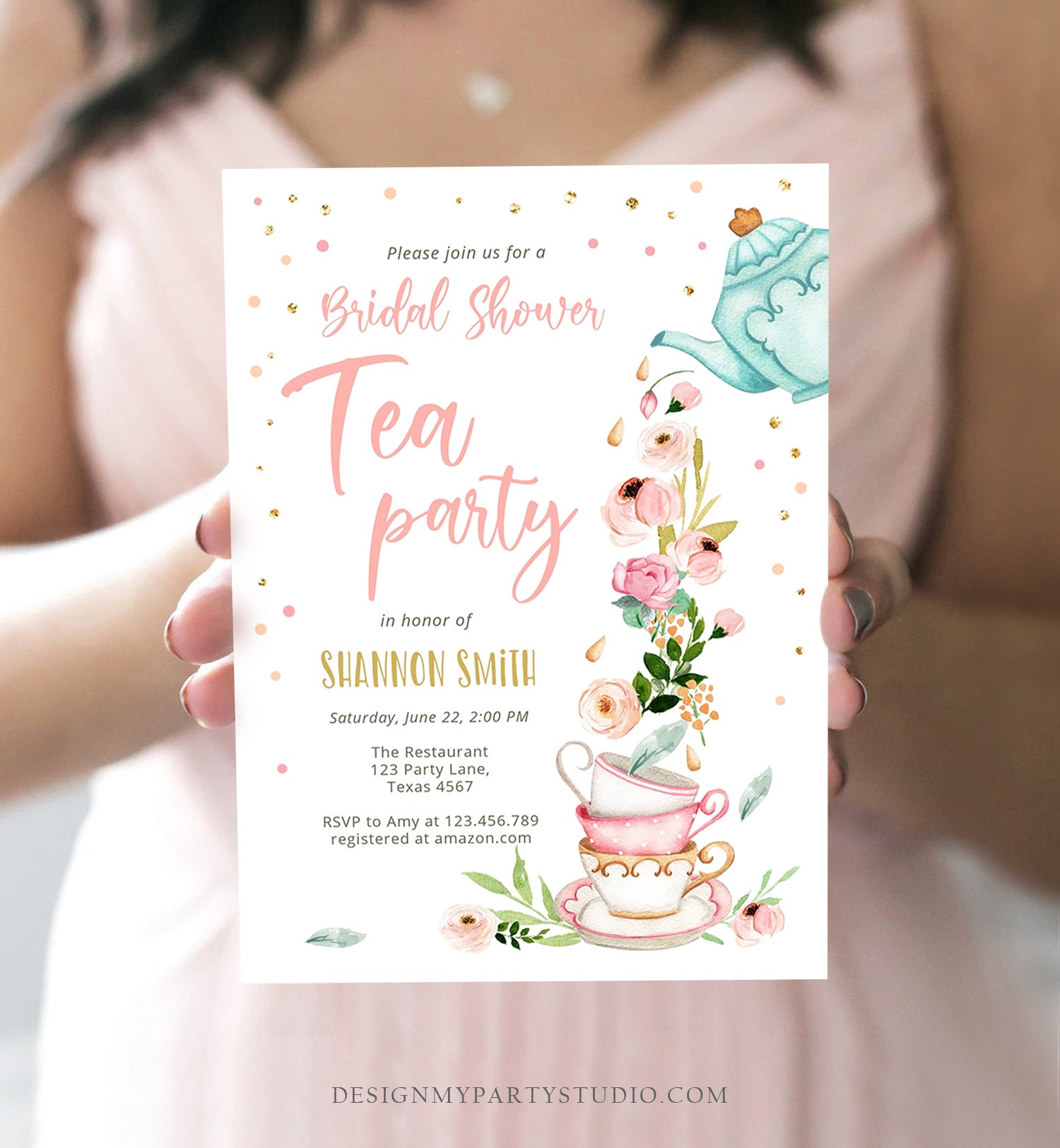 Invitations Editable Tea Party Bridal Shower Invitation instant