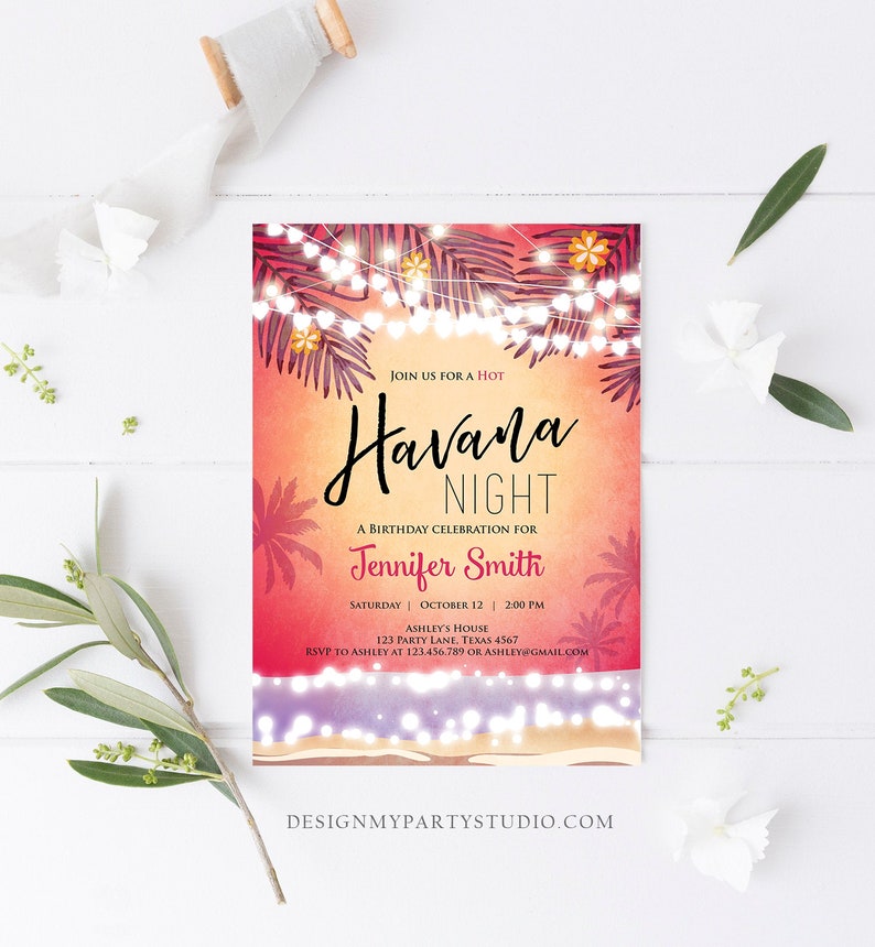 Editable Havana Nights Invitation Night in Havana Birthday | Etsy