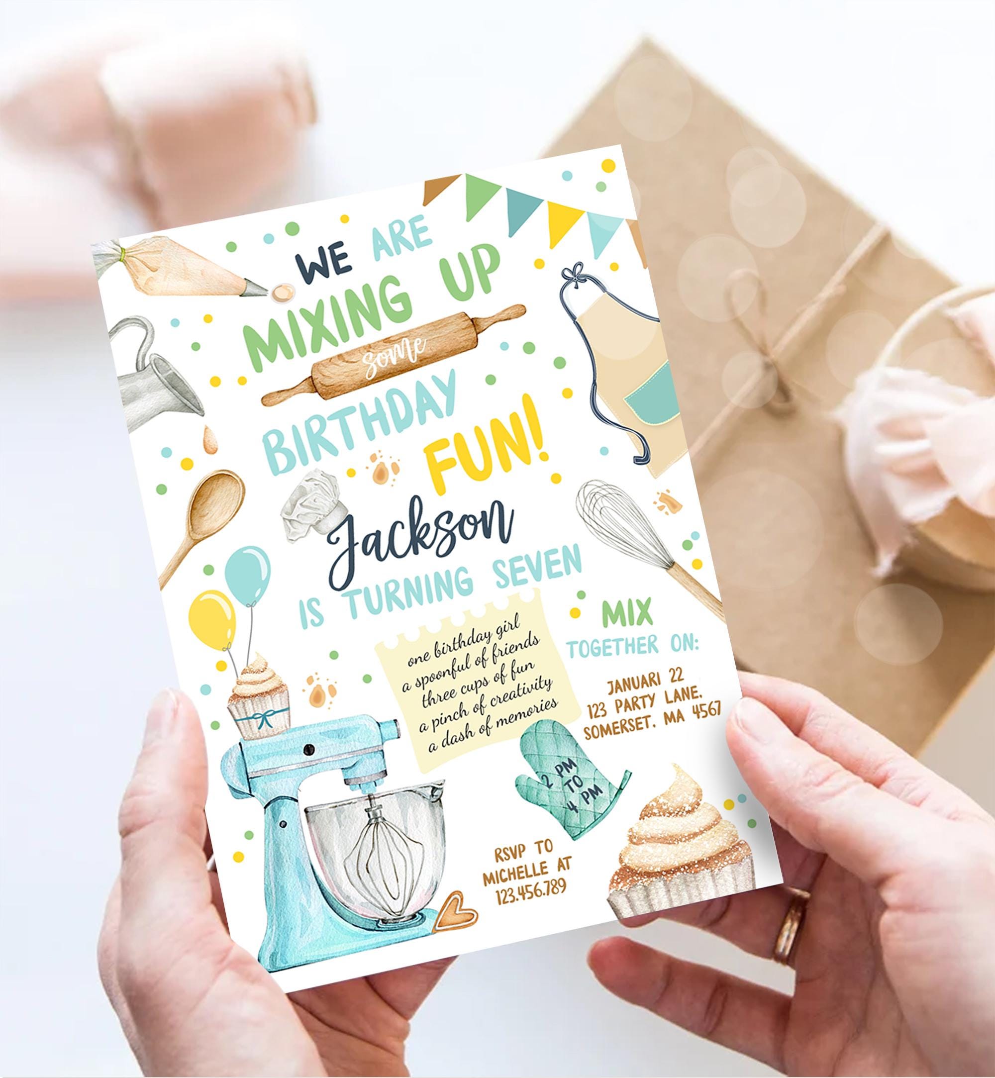 Editable Baking Birthday Party Invitation Kids Cooking Birthday Boy ...