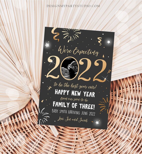 Editable New Year Pregnancy Reveal Card Pregnancy Announcement New Years 2022 Ultrasound Card Instant Download Digital Corjl Template 0280 Il_570xn