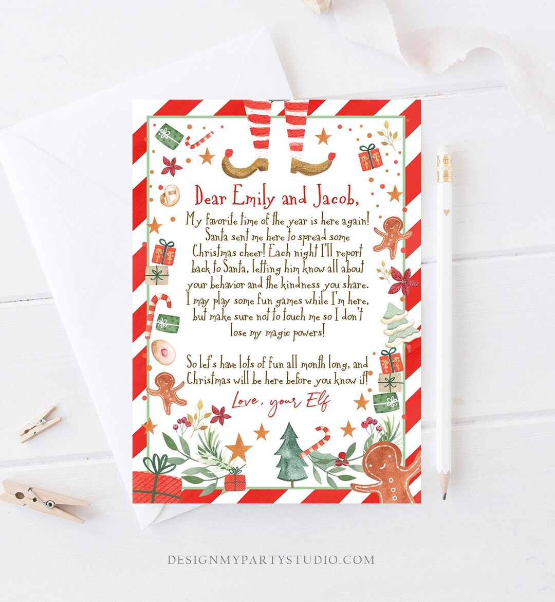 Editable Elf Arrival Letter Return Letter Christmas Elf