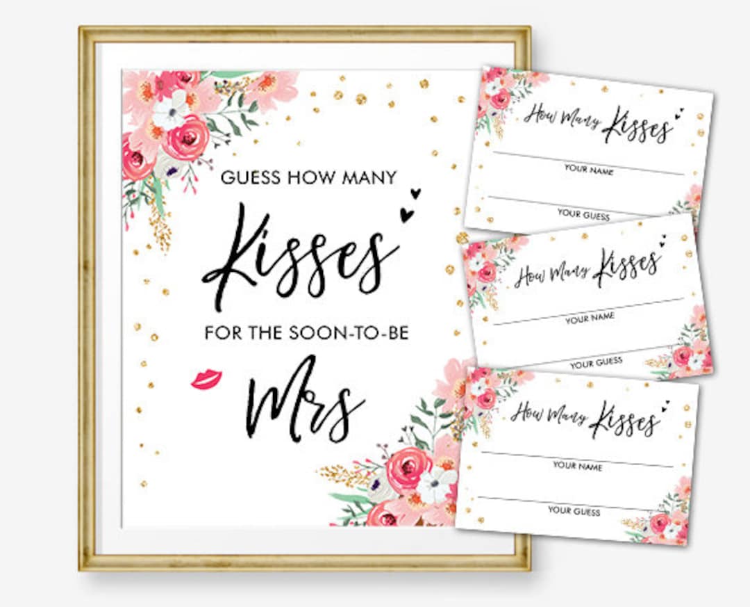 Guess How Many Kisses Bridal Shower Game Wedding Shower Activity Floral Pink Gold Are in the Jar Game Instant Download Printable 0030 0318 - Etsy guess-how-many-kisses-bridal-shower-game-wedding-shower-activity-floral-pink-gold-are-in-the-jar-game-instant-download-printable-0030-0318-etsy