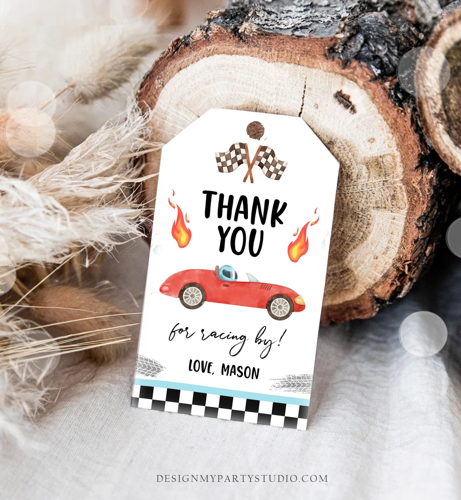 Editable Racing Favor Tags Race Car Birthday Thank You Label Etsy
