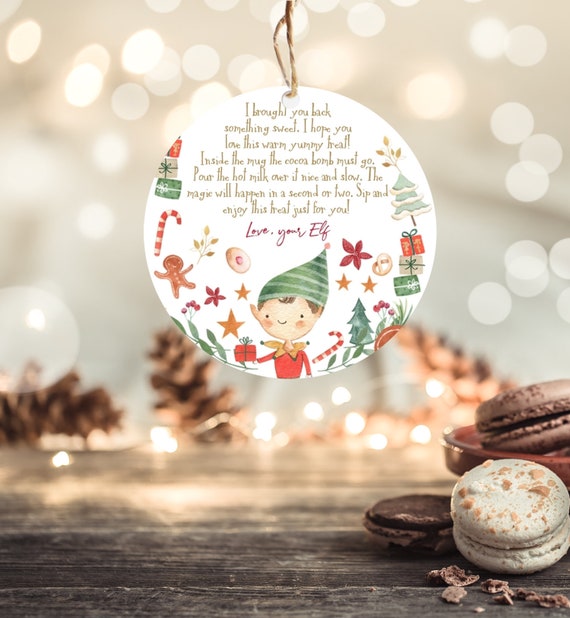 Editable Elf Hot Chocolate Bomb Tags Bomb Instructions Cocoa Favor Tags Elf Party Christmas Elf Visit Elf Birthday Digital PRINTABLE 0358 Il_570xn