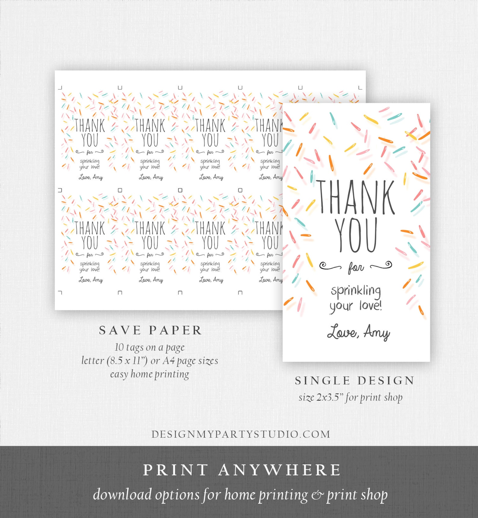 Editable Baby Sprinkle Favor Tags Baby Sprinkle Thank You | Etsy