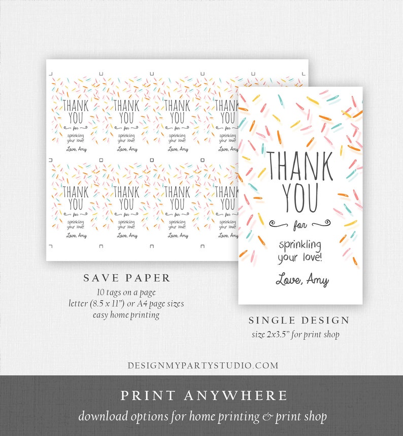 Editable Baby Sprinkle Favor Tags Baby Sprinkle Thank You | Etsy