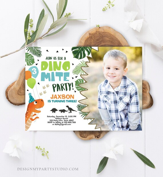 Editable Dinosaur Birthday Invitation Dino mite T-Rex Dig Party Prehistoric Boy Dino Fossil Download Printable Invite Template Corjl 0074 Il_570xn