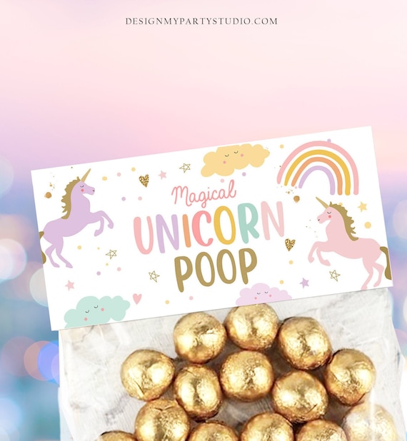 Printable Treat Bag toppers Unicorn Birthday Party Unicorn Poop Label ...