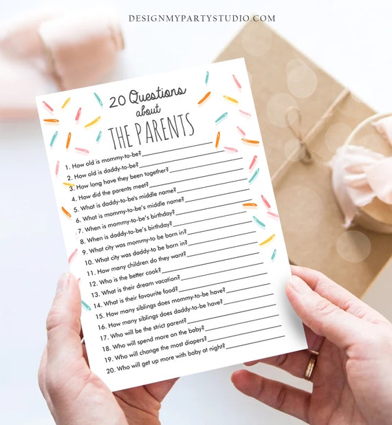 Editable 20 Questions About the Parents Baby Sprinkle Game Etsy