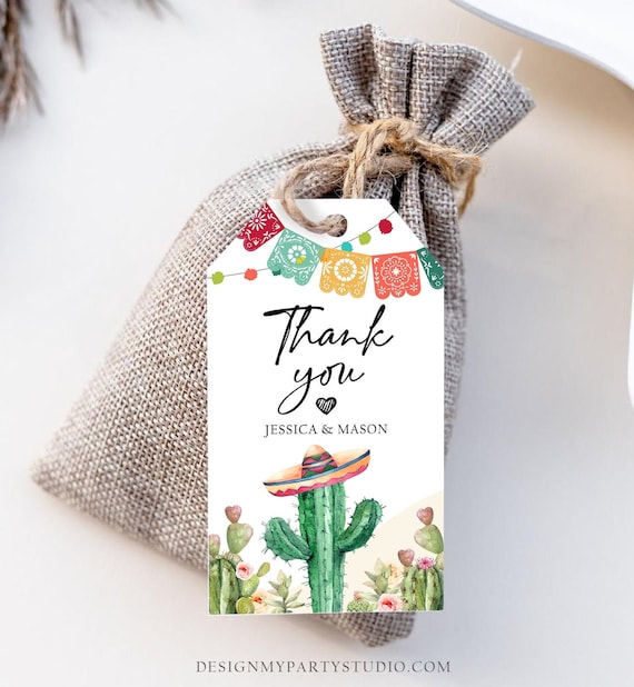 Editable Cactus Fiesta Favor Tags Fiesta Thank You Tag Mexican Muchas ...