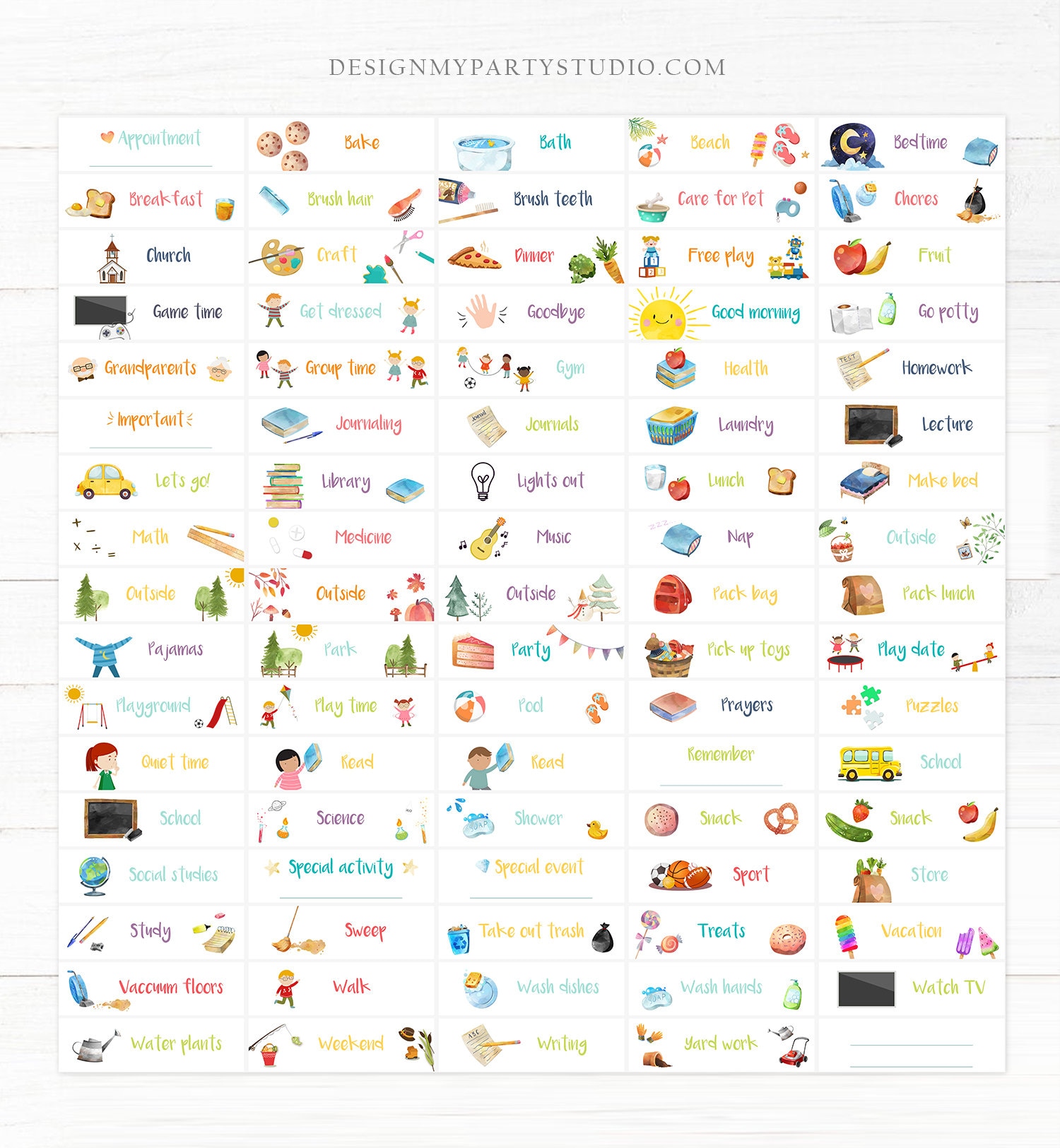 Visual Schedule Kids Daily Routine Chart 85 Cards Chores School ...