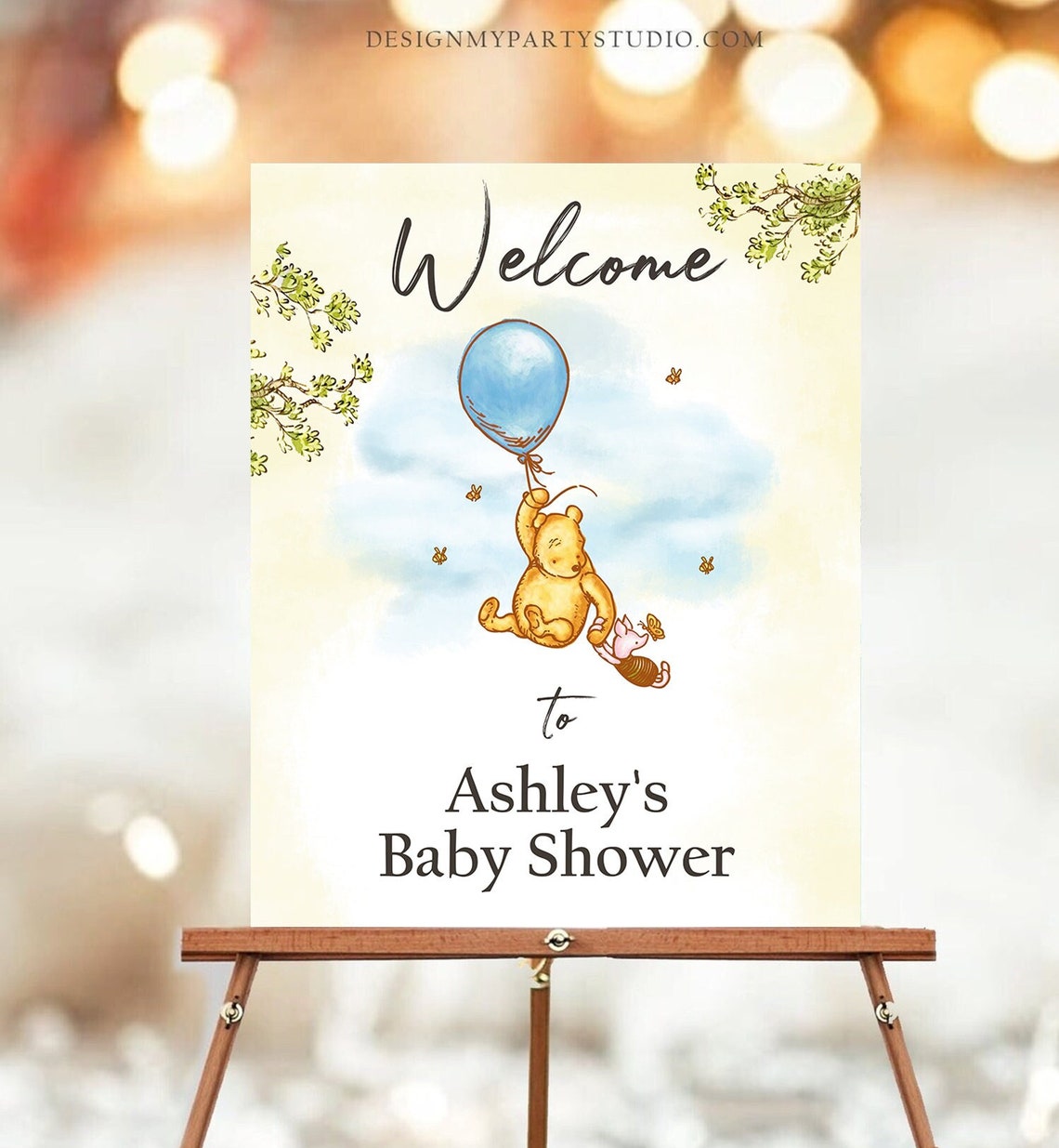 Editable Winnie the Pooh Sign Pooh Baby Shower Boy Etsy