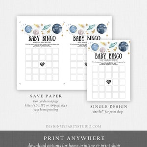 Editable Baby Bingo Space Baby Shower Game Outer Space Planets Houston Boy Rocket Neutral Shower Activity Digital Template Printable 0357 image 3