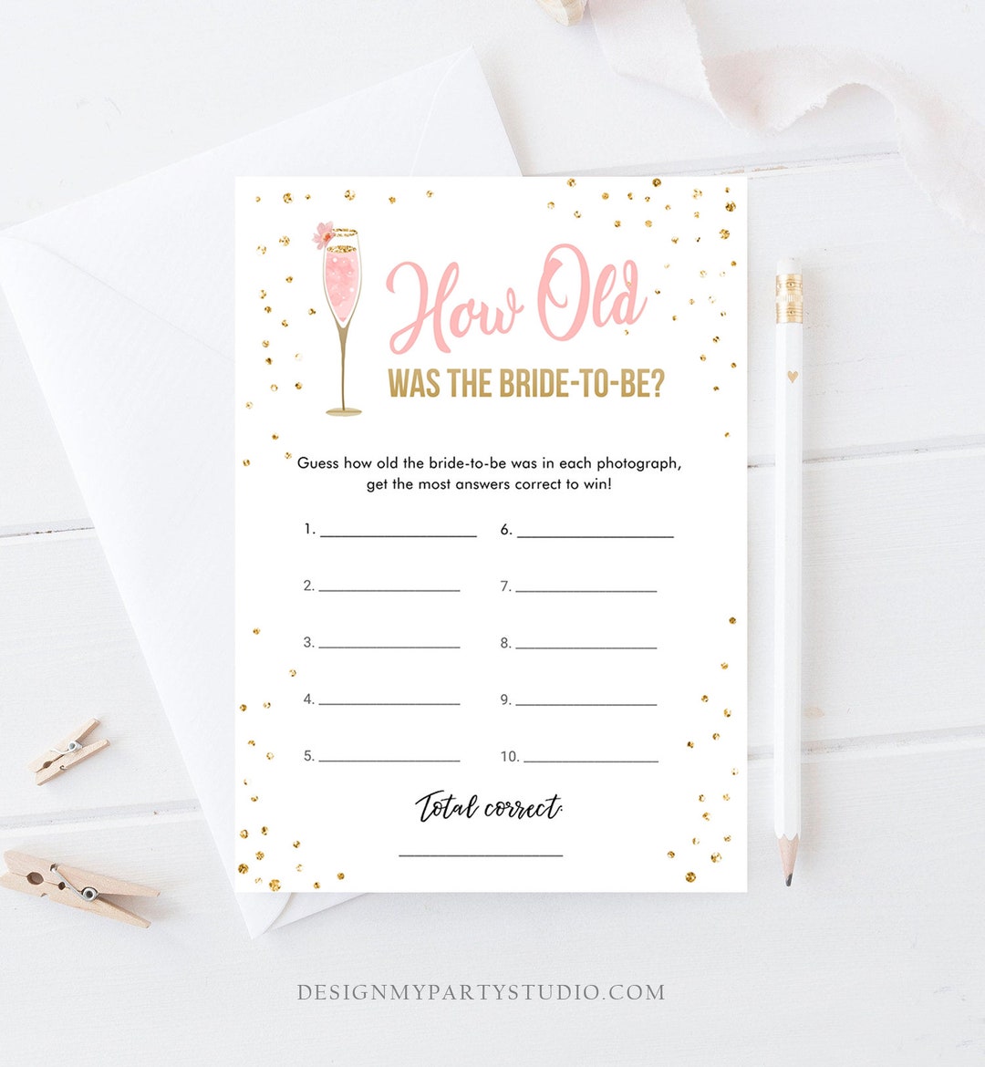 Editable How Old Was the Bride Bridal Shower Game Brunch and Bubbly ...
