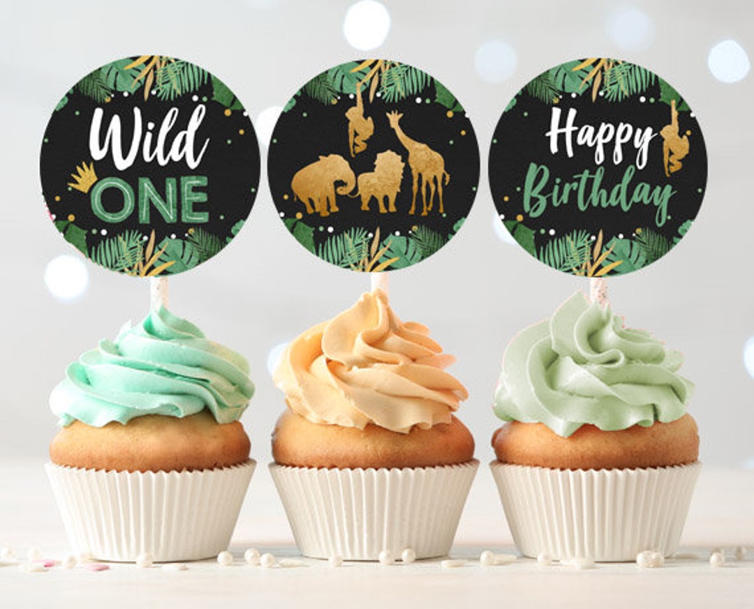 Wild One Cupcake Toppers Favor Tags Birthday Party Decoration Etsy