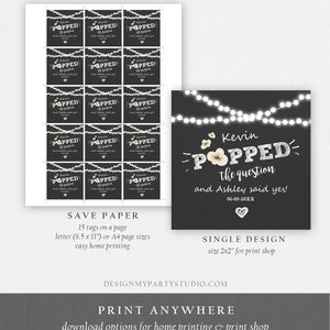 Editable He Popped the Question Gift Tag Engagement Party Popcorn Favor ...