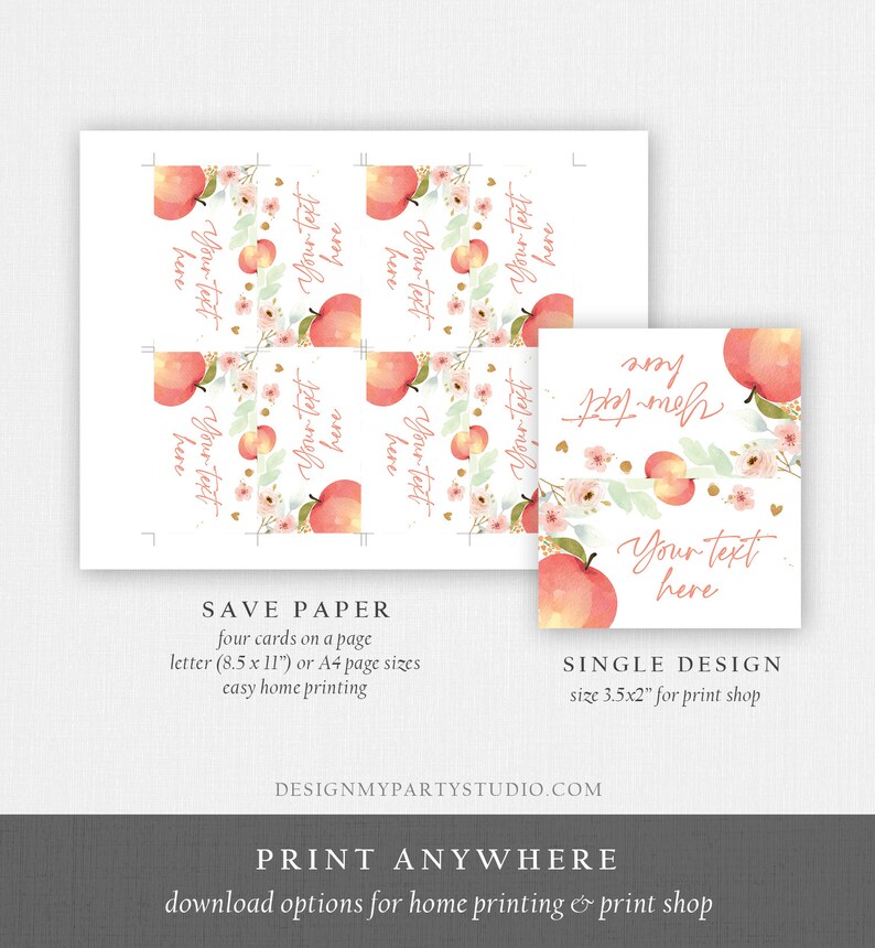 Editable Peach Food Labels Peach Birthday Food Cards Tent Card Etsy