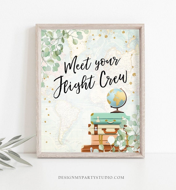 Meet Your Flight Crew Sign Bridal Shower Sign Miss To Mrs Travel 