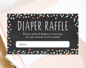 Editable Diaper Raffle Ticket Confetti Gender Neutral Blue Pink Gold Diaper Game Ticket Baby Shower Insert Template PRINTABLE Corjl 0133 Il_170x135