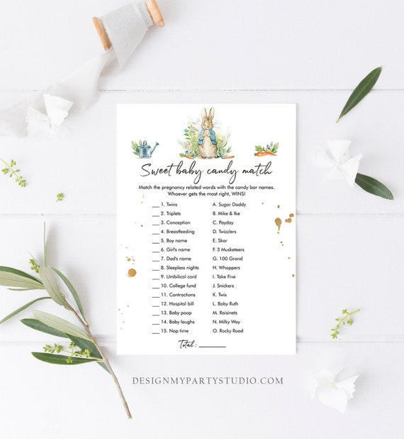 Editable Peter Rabbit Baby Shower Game Candy Match Baby Shower Game Sweet Baby Candy Bunny Shower Boy Rabbit Corjl Template Printable 0351 Il_570xn
