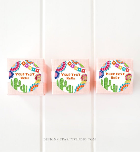 Editable Fiesta Cactus Thank You Favor Tags Round Squared Baby Shower Birthday Bridal Shower Stickers Succulent Mexican Corjl Template 0236 Il_570xn