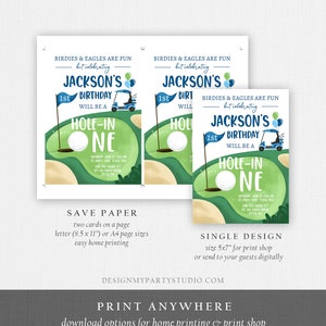 Editable Hole in One Birthday Invitation Golf First Birthday Par-tee Golf Invite Boy Golfing Download Printable Template Digital Corjl 0405 image 6