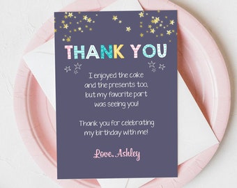 Editable Sleepover Party Thank You Card Note Pizza Pajamas Slumber Party Girl Pink Note Template Digital Download Printable Corjl 0218