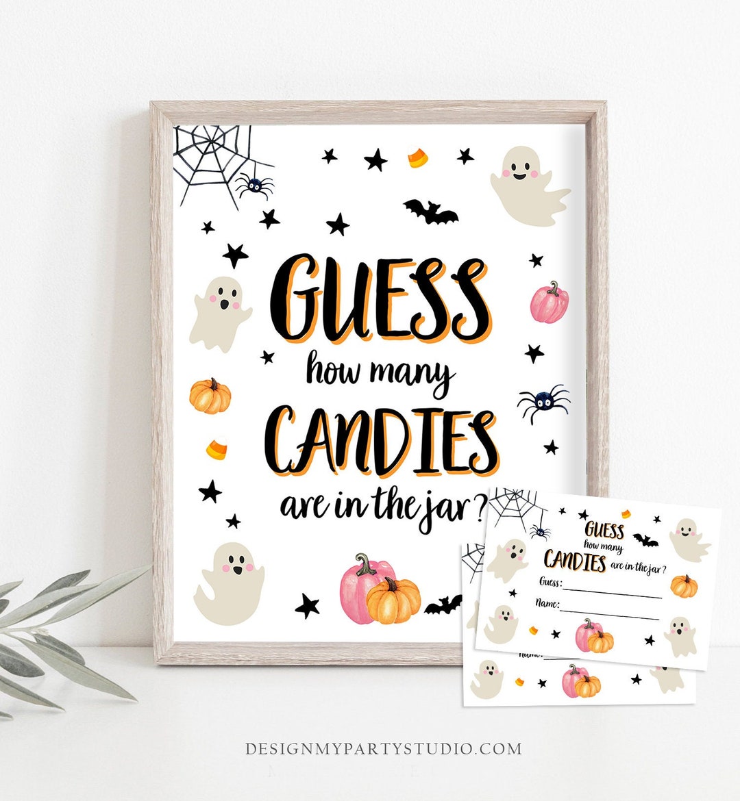 Game Guess How Many Candies Are in the Jar Halloween Baby Shower