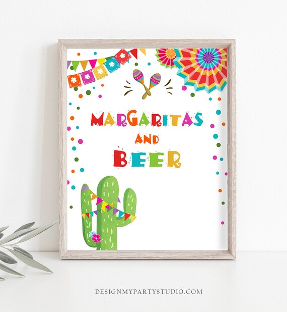 Fiesta Bar Sign Margaritas and Beer Fiesta Bridal Shower Baby Shower Decor Cactus Drink Table Drinks Sign Instant Download PRINTABLE 0045 Il_570xn