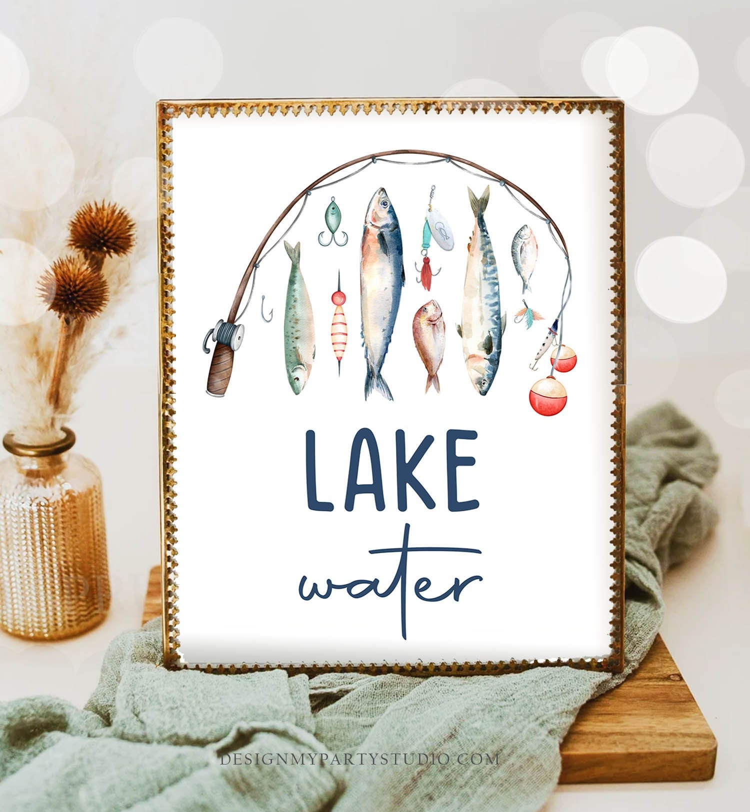 Lake Water Sign Fishing Birthday Sign O-fish-ally Reeling in the