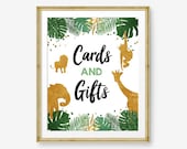 Cards And Gifts Sign Table Decor Wild One Birthday Sign Gift Table Black and Gold Party Animals Two Wild Zoo Party Jungle PRINTABLE 0016 Il_170x135