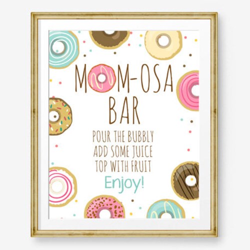 Mom-osa Bar Baby Shower Sign Pink Donut Sprinkle Mimosa Sign - Etsy