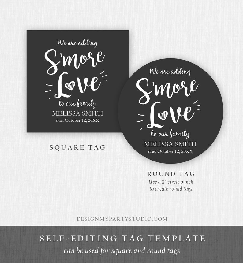 Editable Smore Love Favor Tag We Are Adding S'more Love to - Etsy