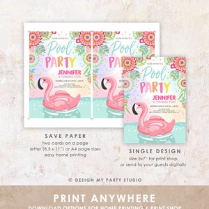 Editable Pool Party Invitation Flamingo Pool Party Birthday Invite Splish Splash Swimming Summer Download Printable Template Corjl 0240 image 7