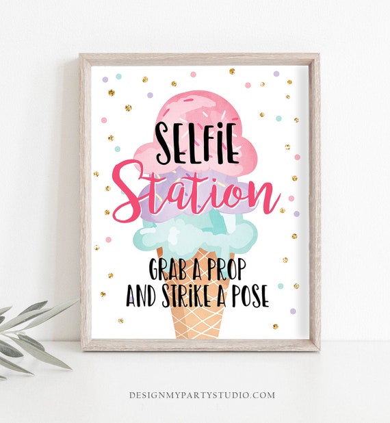 Selfie Station Sign Ice Cream Social Birthday Ice Cream Party Sign Grab selfie-station-sign-ice-cream-social-birthday-ice-cream-party-sign-grab