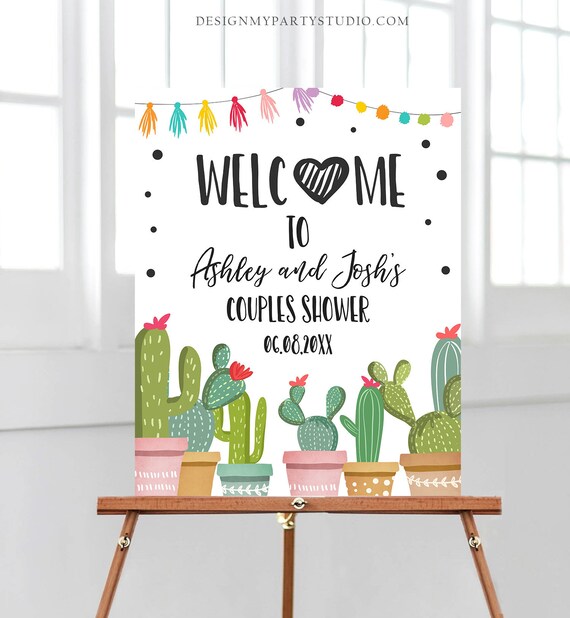 Editable Fiesta Cactus Welcome Sign Couples Shower Welcome Cactus Mexican Succulent Taco Bout Love Succulent Corjl Template Printable 0254 Il_570xn