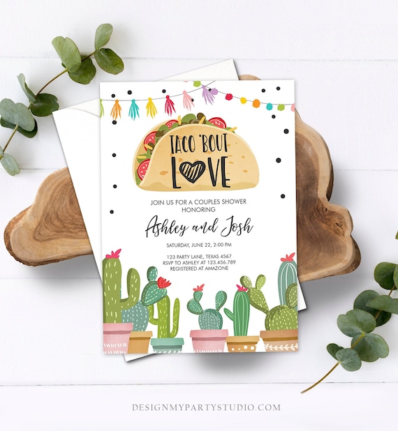 Editable Taco Bout Love Fiesta Couples Shower Invitation Cactus Succulent Green Pink Bridal Shower Download Printable Corjl Template 0254 Il_570xn