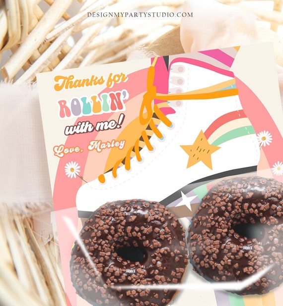Editable Skate Treat Bag Inserts Retro Skate Birthday Party Favors