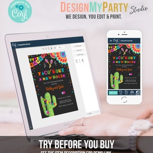 Editable Taco Bout A New House Housewarming Party Invitation Fiesta New Home Cactus Mexican Digital Download Corjl Template Printable 0045 image 6