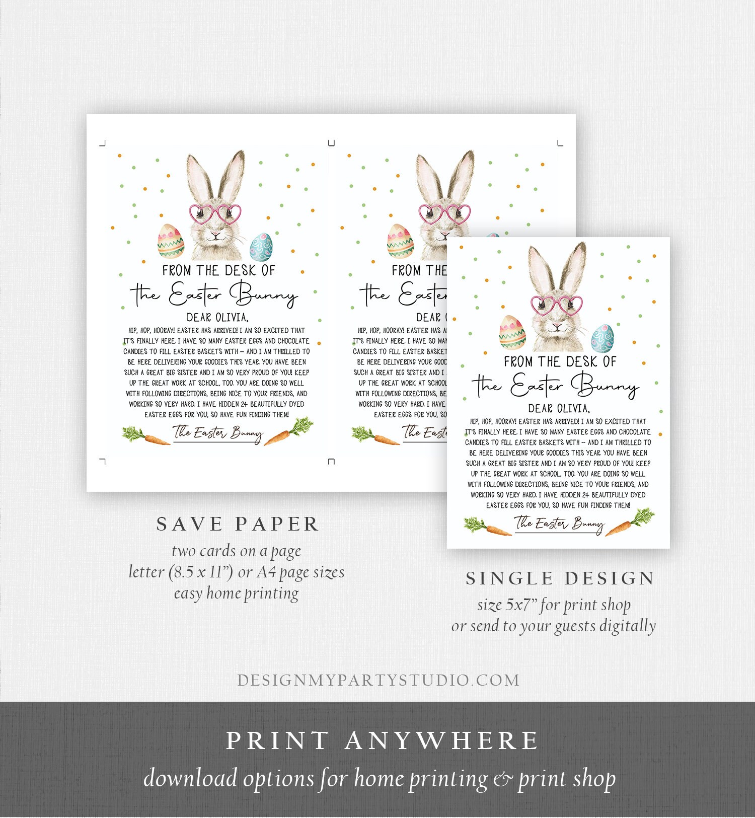 Editable Easter Bunny Letter Return Letter From the Desk of Easter ...
