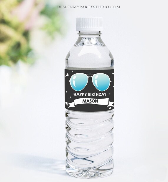 Editable Water Bottle Labels Sunglasses Two Cool Birthday Boy 2nd Birthday Summer I'm This Many Palm Decor Printable Template Corjl 0136 Il_570xn
