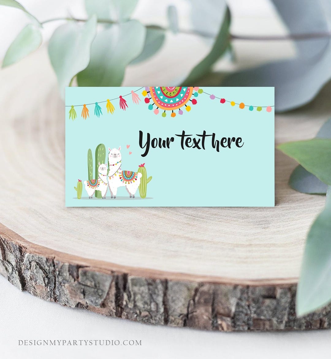 Editable Llama Food Label Llama Fiesta Mexican Place Card Birthday ...