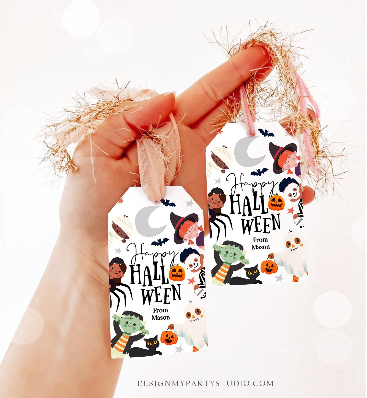 Editable Happy Halloween Gift Tags Trick or Treat Favor Tags Ghost ...