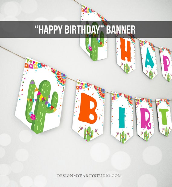 Happy Birthday Banner Fiesta Birthday Banner Girl Boy Taco Twosday First Fiesta Party Decor Instant download PRINTABLE DIGITAL DIY 0045 Il_570xn