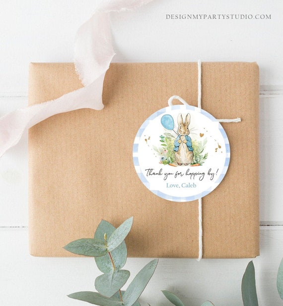 Editable Peter Rabbit Favor Tags Bunny Thank you Tags Round Boy Birthday Labels Thanks Hopping By Printable Download Corjl Template 0351 Il_570xn