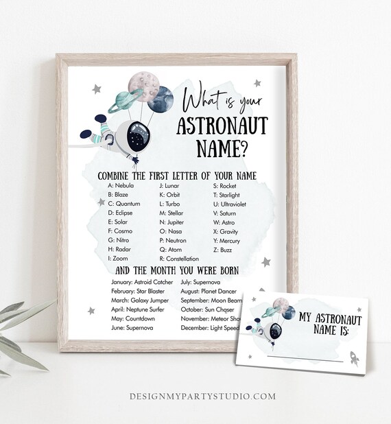 Editable What is Your Astronaut Name Game Outer Space Birthday Etsy